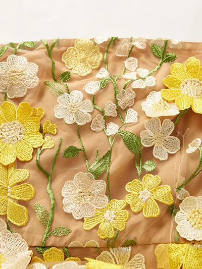 Exquisite Party Wear Irregular Strapless 3D Flower Pencil Yellow Dress