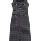 Fabulous Black Tweed Button Decor Sleeveless Midi Dress