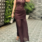 Fabulous Knitted Vest Coat With High Waist Pleated Skirt Brown Co ord Set