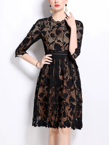 Fabulous Lace Patchwork Black Hollow Out Dress Stylesplash Fabulous Lace Patchwork Black Hollow Out Dress Stylesplash
