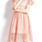 Fabulous O Neck A Line Lace Pink Slim Dress