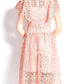 Fabulous O Neck A Line Lace Pink Slim Dress