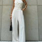 Fabulous White Wide Leg Halterneck Jumpsuit With Belt