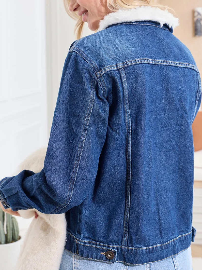Fashionable Fleece Lined Denim Winter Jacket