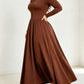 Fashionable Long Sleeve Plus Solid Maxi Dress
