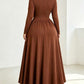Fashionable Long Sleeve Plus Solid Maxi Dress