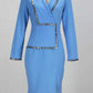 Fashionable V Neck Sequin Split Hem Blue Dress