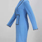 Fashionable V Neck Sequin Split Hem Blue Dress