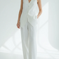 Formal Style Long Vest Sleeveless Blazer WIth Wide Leg Pants Set