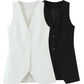 Formal Style Long Vest Sleeveless Blazer WIth Wide Leg Pants Set
