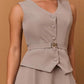 Formal Style V Neck Button Up A Line Skirt Set