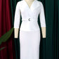 Formal Wear Lapel Three Quarter Sleeve White Sheath Dress