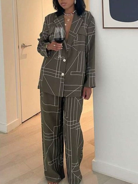Formal Wear Long Sleeve Single Breasted Pants Set
