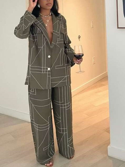 Formal Wear Long Sleeve Single Breasted Pants Set