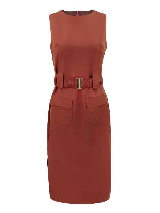 Formal Wear Sleeveless Midi Brown Dress