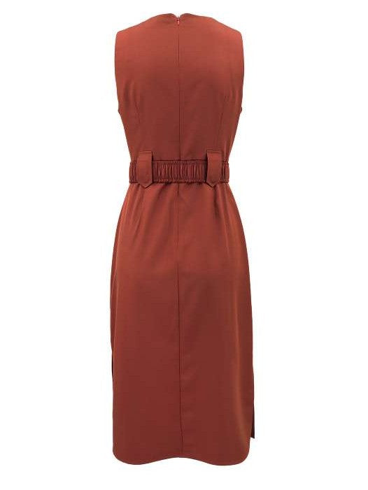 Formal Wear Sleeveless Midi Brown Dress