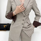 Formal Work Wear Sharp Long Sleeve Blazer With Pants Suit Set