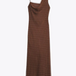 Gorgeous Brown Draped Asymetric Dot Maxi Dress