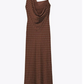 Gorgeous Brown Draped Asymetric Dot Maxi Dress