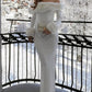 Gorgeous Inclined Shoulder White Side Slit Maxi Dress