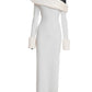 Gorgeous Inclined Shoulder White Side Slit Maxi Dress