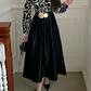 Gorgeous Satin Splicing Long Sleeve Black Printed Dress