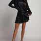 Gorgeous Sequin Irregular Ruffle Black Mini Dress
