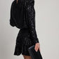 Gorgeous Sequin Irregular Ruffle Black Mini Dress