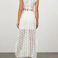 Gorgeous White Crew Neck Laser Lace Sleeveless Slit Dress