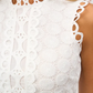 Gorgeous White Crew Neck Laser Lace Sleeveless Slit Dress