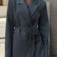 Latest Fashion Flower Decor Notch Collar Grey Blazer