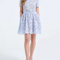 Lovely High Waist Hollow Out Lace Blue Dress