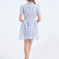 Lovely High Waist Hollow Out Lace Blue Dress