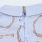Lovely High Waist Hollow Out Lace Blue Dress