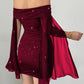Lovely Red Ruffle Sleeve Off Shoulder Mini Dress