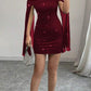 Lovely Red Ruffle Sleeve Off Shoulder Mini Dress
