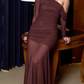 Modish One Shoulder Draped Muave Maxi Dress