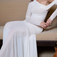 Modish One Shoulder Draped White Maxi Dress
