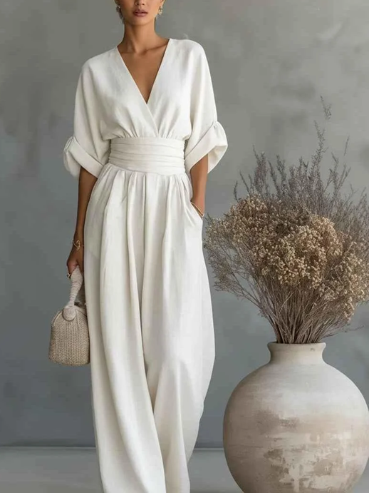 Modish Wide Leg Solid Jumpsuit With Belt