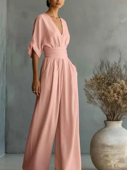Modish Wide Leg Solid Jumpsuit With Belt