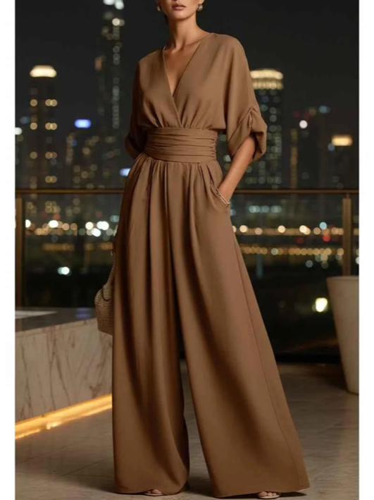 Modish Wide Leg Solid Jumpsuit With Belt