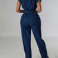 New Arrival Eyelets Denim Lace Up Sleeveless Jumpsuit