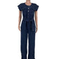 New Arrival Eyelets Denim Lace Up Sleeveless Jumpsuit
