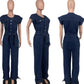 New Arrival Eyelets Denim Lace Up Sleeveless Jumpsuit