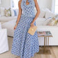 New Arrival Halter Neck Backless Blue Maxi Dress