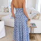 New Arrival Halter Neck Backless Blue Maxi Dress