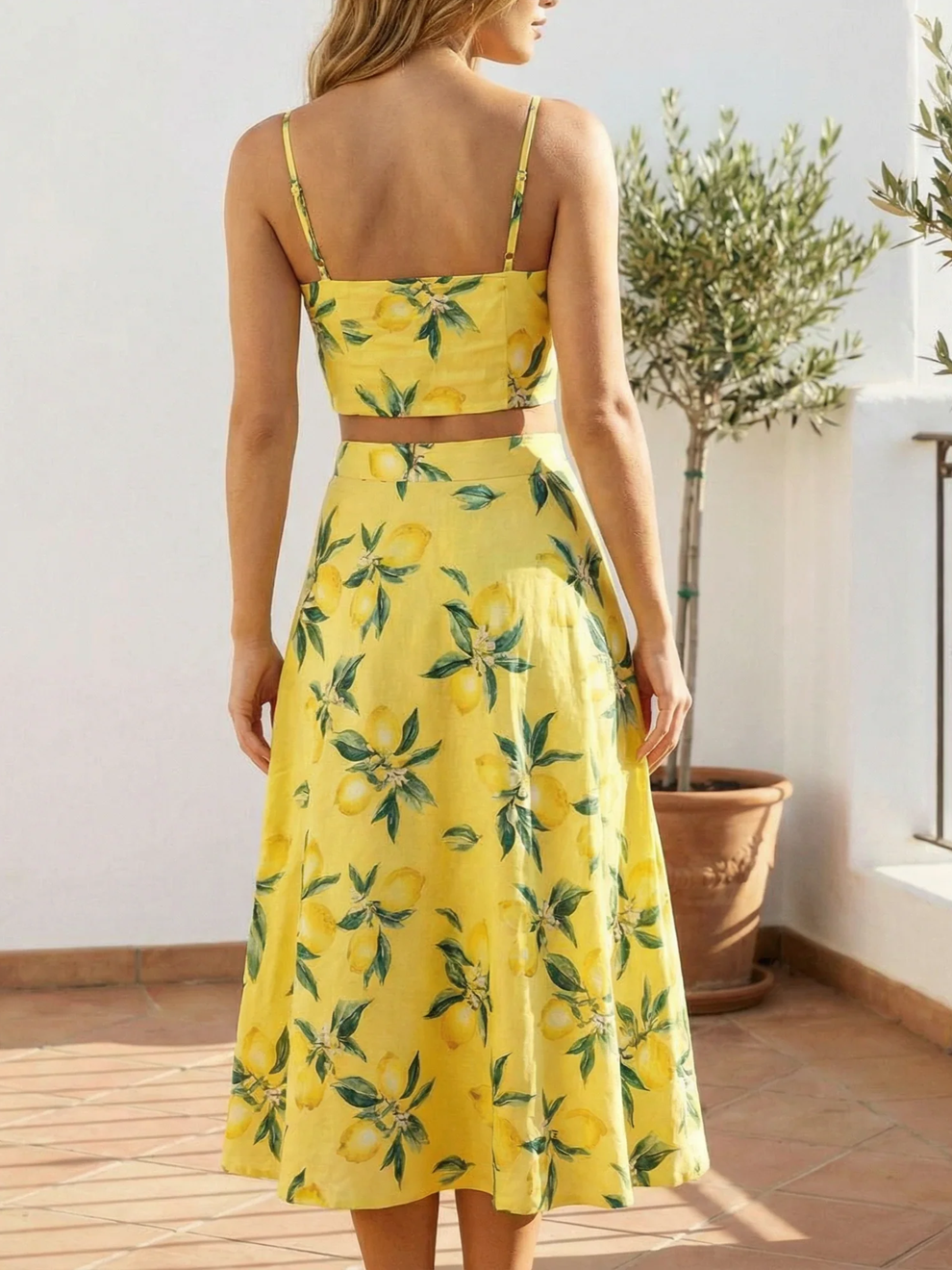 New Arrivals Printed Crop Top With Skirt Co Ord Set
