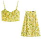 New Arrivals Printed Crop Top With Skirt Co Ord Set