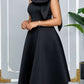 Party Fashion One Shoulder Bow Swing Black Midi Dress