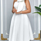 Party Fashion One Shoulder Bow Swing White Midi Dress